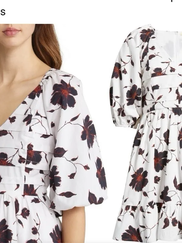 NEW Du Paradis Women’s Floral Cotton Poplin Dress - Image 9