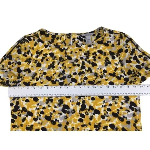 H&M Yellow Black Dot Shift Dress‎ 3/4 Sleeves With Pockets Size 4 - Image 4