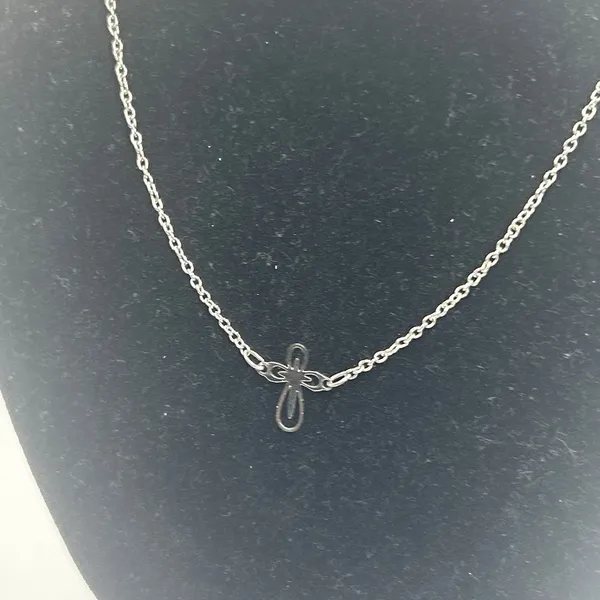 Vintage Cross Pendant Real Silver Cable Chain Plated Stainless Steel Womens New - Image 2