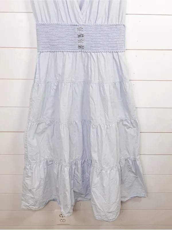Derek Lam Light Blue Poplin V-Neck Tiered Midi Dress EUC US Size 4 MSRP $398 - Image 9