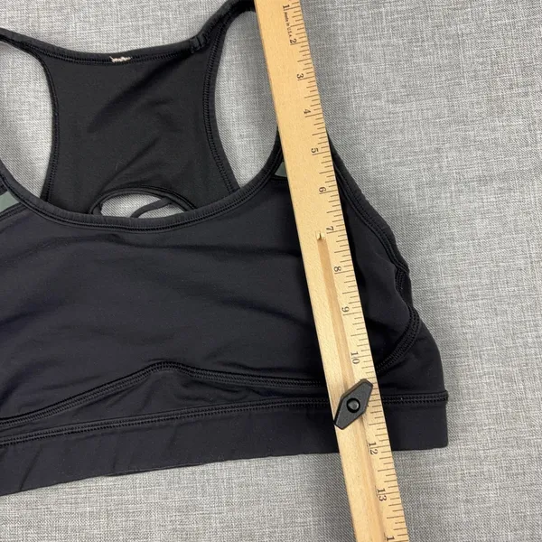 Lululemon Sports Bra Womens 10 Black Lattice Back Racerback Medium Support Yoga - Image 7