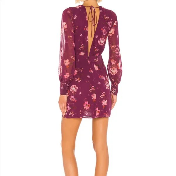 LPA Maisie Dress Jolene Floral Chiffon Long Sleeve Mini Dress NWT Small - Image 3