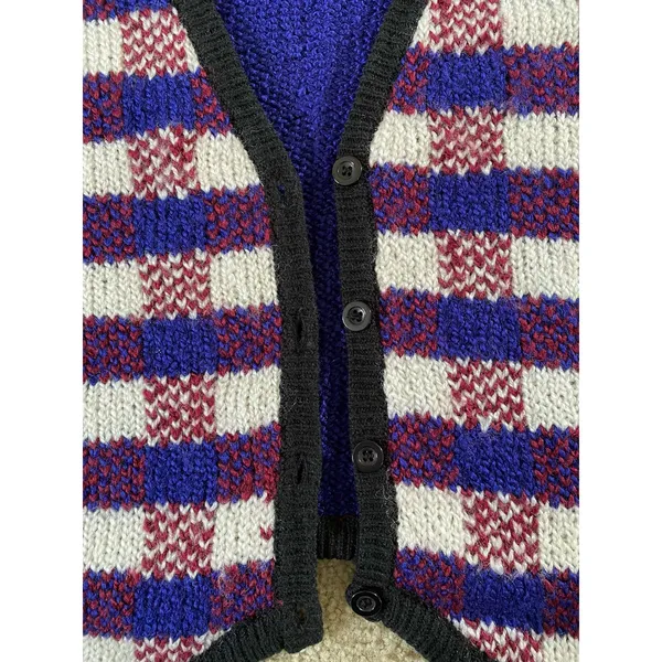 Vintage Ocean Pacific Plaid Knit Vest Women’s L Button Front 90s Grunge Retro Co - Image 3