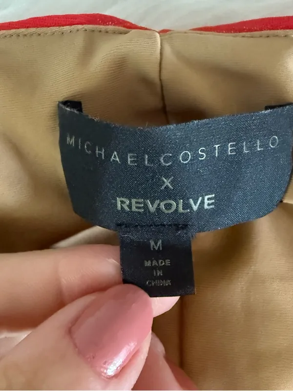 Michael Costello x Revolve Ruched Bodycon Mini Dress Red M - Image 4