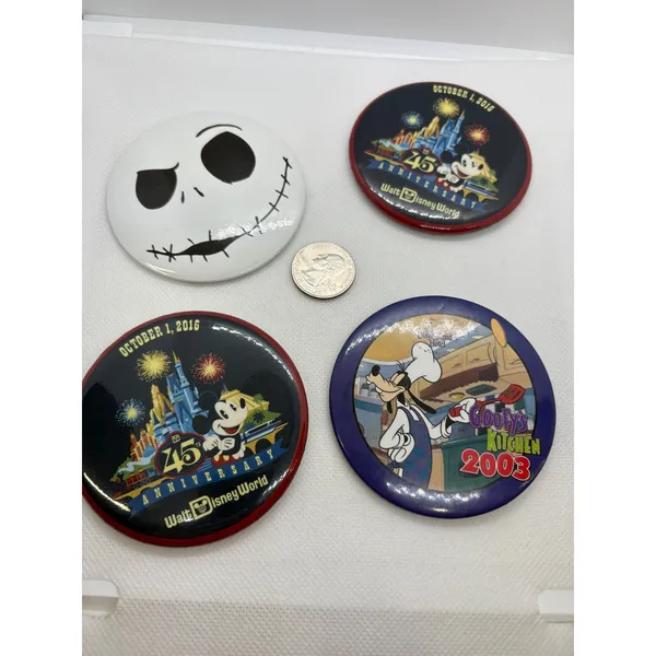 Disney Pin Button Lot WDW 45th Anniversary Goofy Kitchen‎ 2003 Jack Skellington - Image 6