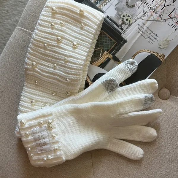 Victorias Secret Holiday Winter Headband & Gloves Set With Pearls - Image 4
