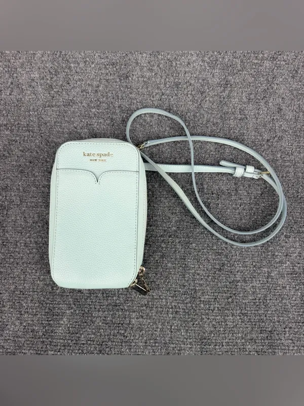 KATE SPADE Zeezee North South Phone Crossbody Light Blue Pebble Leather - Image 2