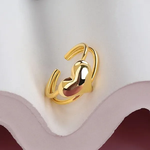 NEW 18k Gold Plated Polished Adjustable Heart Ring - Image 2
