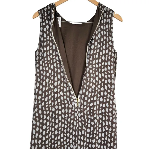JBS Women's‎ Brown White Speckle Print Sleeveless Zipper Dress Size 10 - Image 3