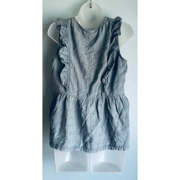 Denim Ruffle Embroidered Summer Tank Top Boho Festival Westerns Women's Large - Image 2