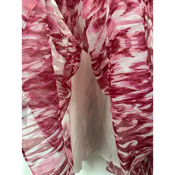 Julia Jordan Ikat Print Tiered Midi Dress Pink Size 14 NWT - Image 8