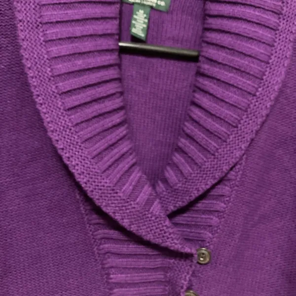 Ralph Lauren *Lauren Ralph Lauren Lauren Jeans Co. New Purple Shawl Collar Button Knit Sweater #PW - Image 7