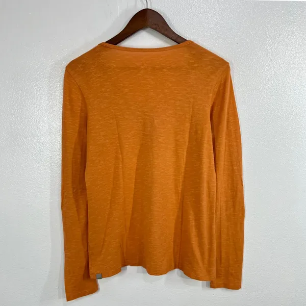 Horny Toad Marley V-Neck Long Sleeve Tee Medium Organic Cotton Tencel Orange Y2K - Image 3