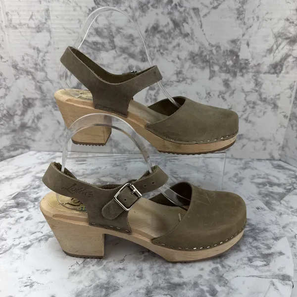 Lotta From Stockholm Highwood Mary Jane Clogs Size 41 EU 9.5 US Taupe Nubuck - Image 3