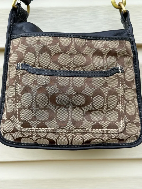 Coach Bleecker Signature Buckle Flap Shoulder Bag Style 11434 Black Brown - Image 6