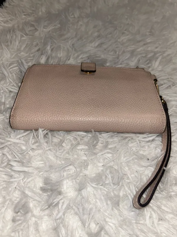 Michael Kors pebbled leather wristlet wallet pinkish tan with gold-tone hardware - Image 3