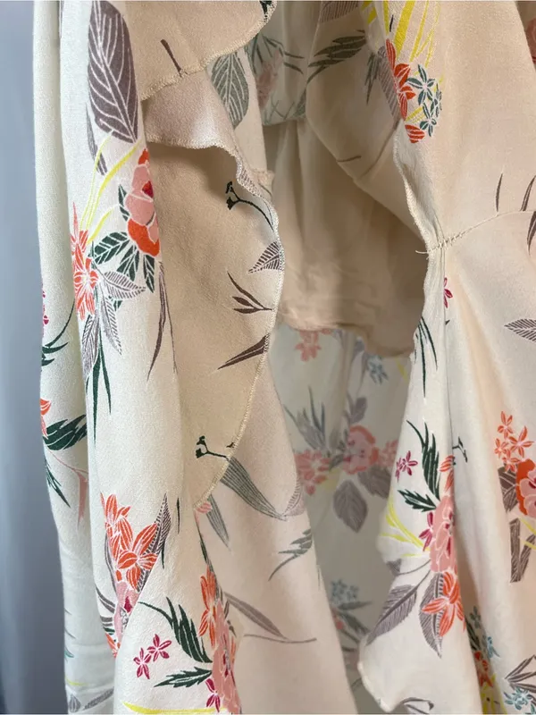 Coco + Jaimeson Large Strapless Cream Floral High Low Dress Ruffle Tropical - Image 3