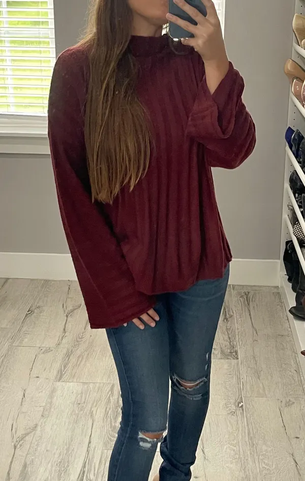 BP. Maroon Flare Sleeve Sweater - Image 2
