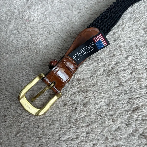 Brighton Black and Brown Belt with Brass Buckle - Image 2