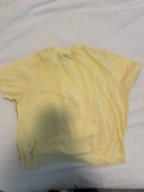 ZARA Yellow Short Sleeve Knit Top - Image 3