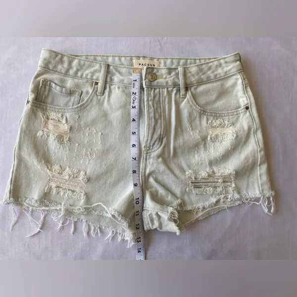 Pacsun Denim Distressed Cotton 4‎ Button Front Mid Rise Shorts Size 28 - Image 8