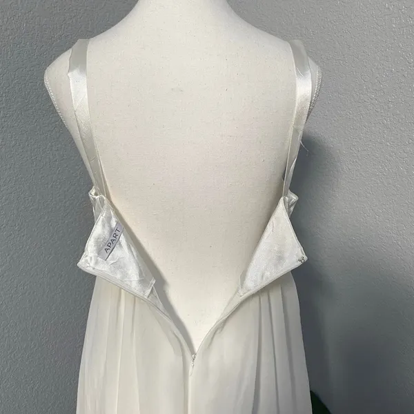 White Ivory Dress Empire Waist Rhinestone Handkerchief Hem Fairycore Whimsical - Image 5