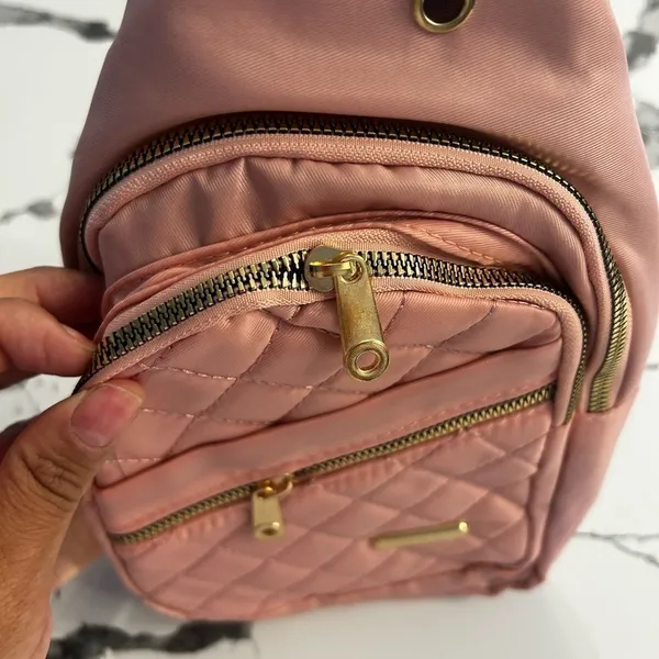 Pink Quilted Crossbody Bag Pink - Image 3