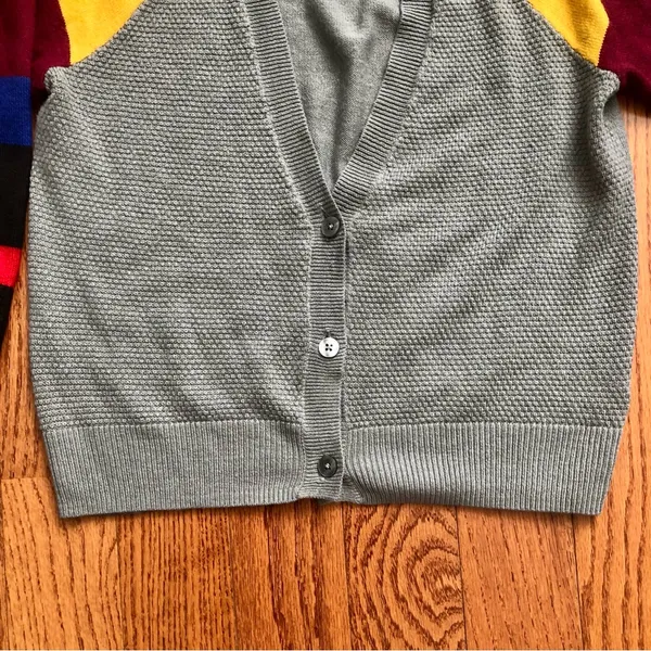 Mossimo Supply Co. Gray Cropped 90s Cardigan Colorblock Sleeves Women’s Size S - Image 6
