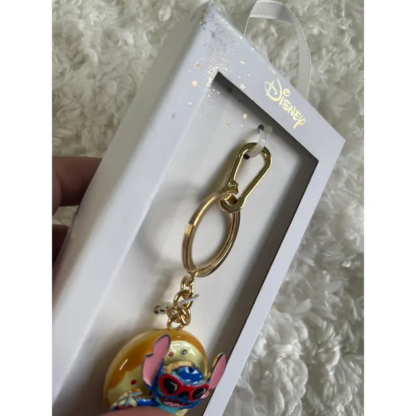 Disney Stitch Donut Floatie Spinner Keychain Charm Clip Gold Tone Sunglasses NEW - Image 5