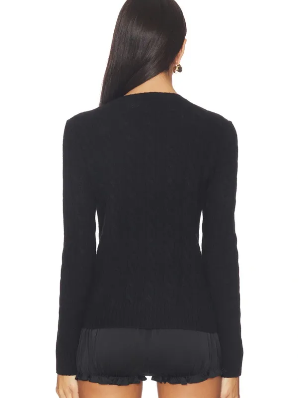 Ralph Lauren Black Cable Crewneck Sweater with Polo Pony sz S - Image 3