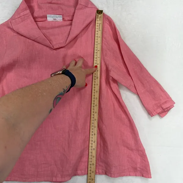 Bryn Walker XXS Etta Shirt Top Oversized Pink LINEN Cowl Neck Elbow Sleeve NEW - Image 12