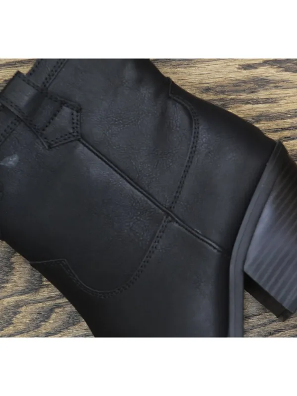 Sun + Stone Womens Brennaa Western Stitching Cowboy Booties Ankle Boots Black 7M - Image 9