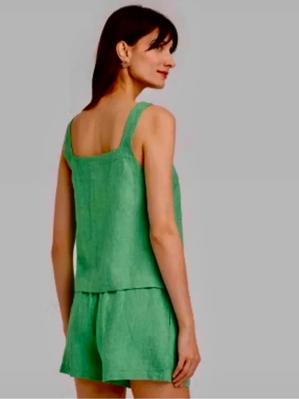 NWT Green Linen Blend Square Neck Tank Top Size M - Image 3