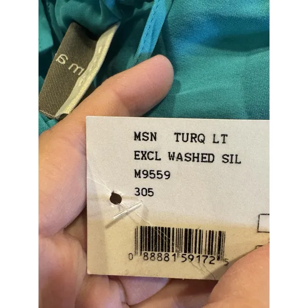Michelle Mason Teal Midi Asymmetrical hem Silk Dress Size‎ 6 Sundress Wedding - Image 5