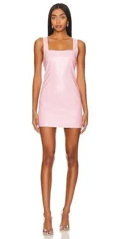 Show Me Your Mumu Woods Mini Dress in Pink Faux Leather - Image 3