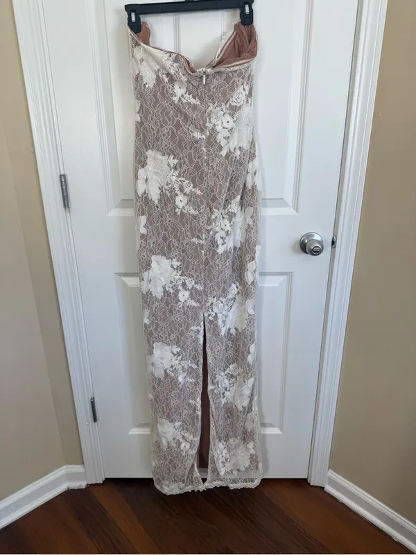 House of CB Lucienne Ivory Embroidered Lace Maxi Dress XL - Image 5