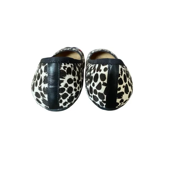 Neiman Marcus Metallic Toe Leopard Print Ballet Flats calf Hair size 8 flawed - Image 5