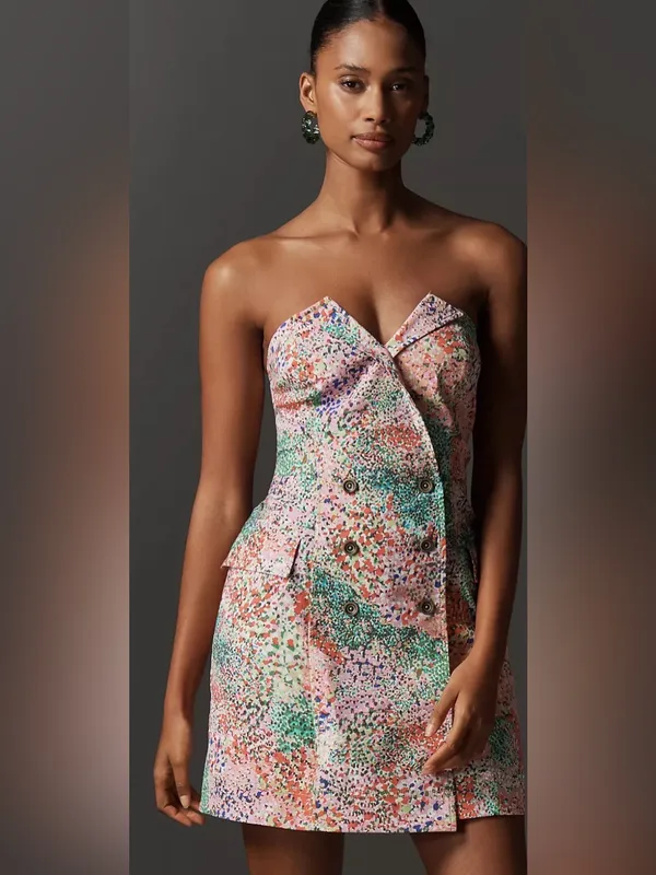 Maeve Strapless Multicolor Confetti-Print Mini Dress - Image 5