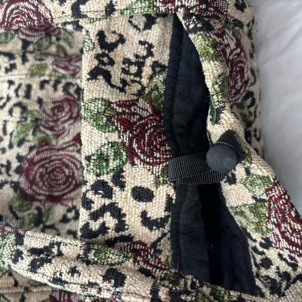 Leopard Print Red Rose Tapestry Tote Bag Silver Hardware by Isabell’s Journey - Image 4