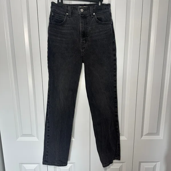 Levi's 70s High Slim Straight Jeans‎ Womens 26 Black Washed Stretch Denim Heavy - Image 2