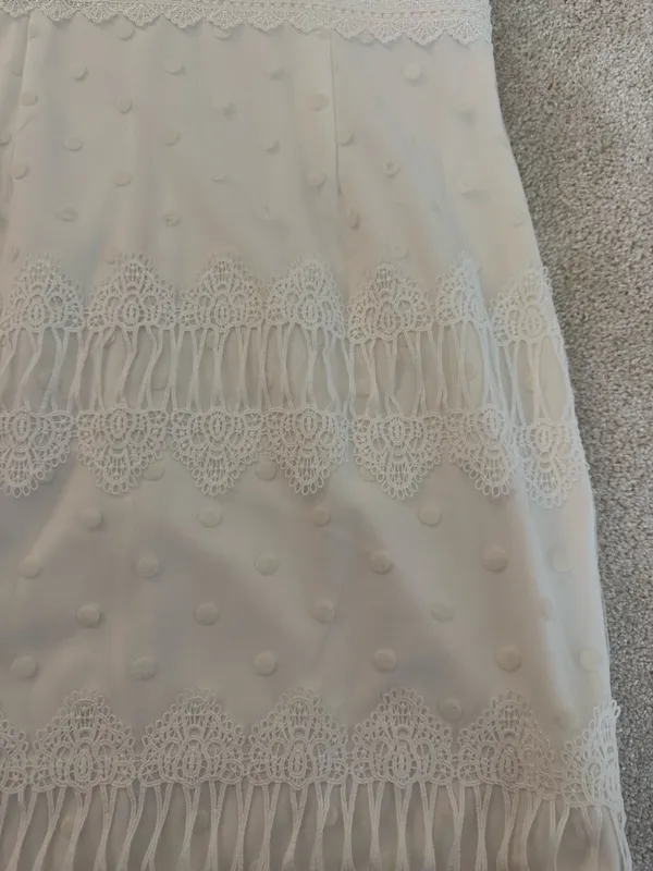 AQUA White Lace Polka Dot Mini Dress - Image 2