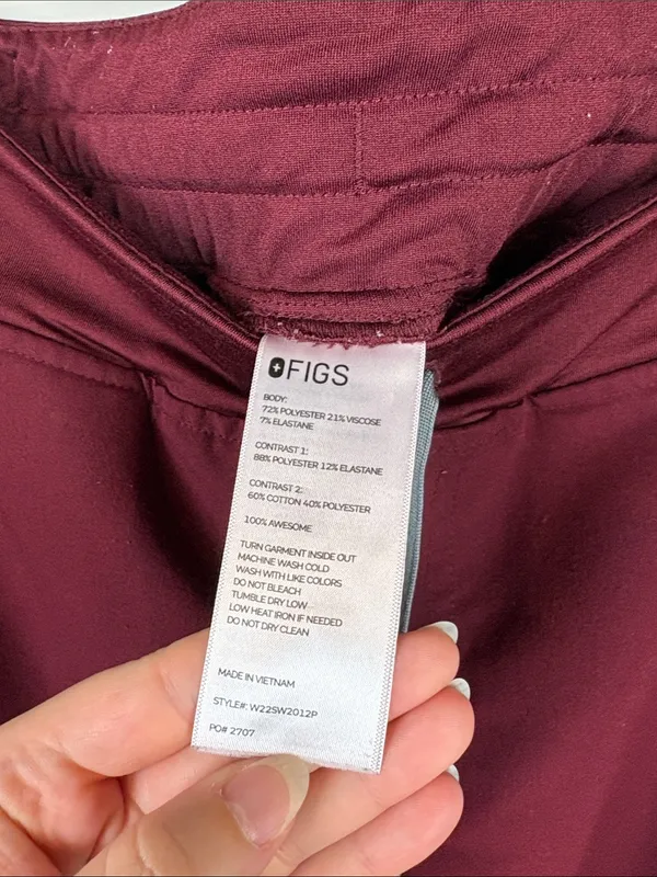 Figs Zamora Jogger Scrub Pants Burgundy Women’s Size Medium Petite Technical - Image 5