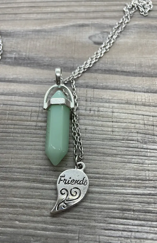 Silver Heart Best Friend Crystal Stone Necklaces - Image 8