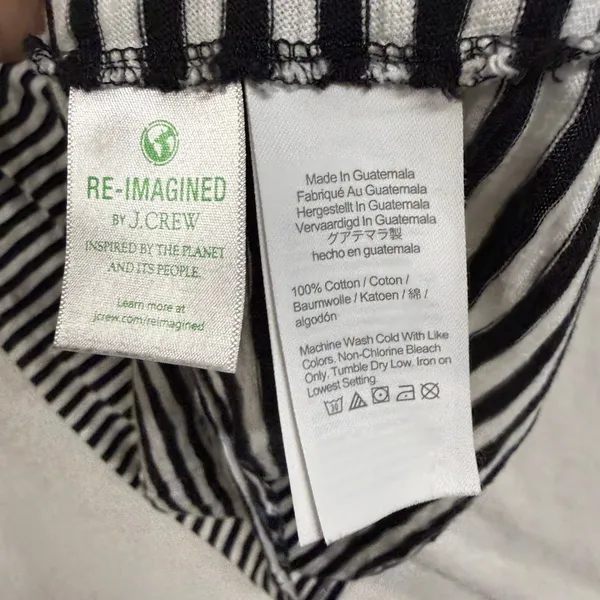 J.Crew S Black White Striped T-Shirt Dress Tie Waist‎ Short Sleeve 100% Cotton - Image 6