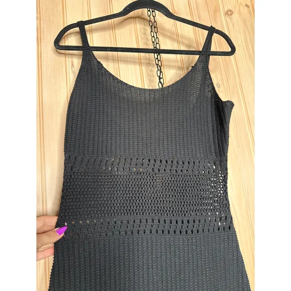 NWOT Lulus Strolls in the Sand Black Crochet Midi Swim Cover-Up Resort Beach M - Image 4