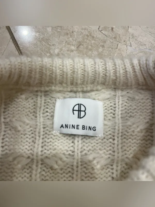 Anine Bing Irina Cable Knit Sweater Size Medium - Image 4