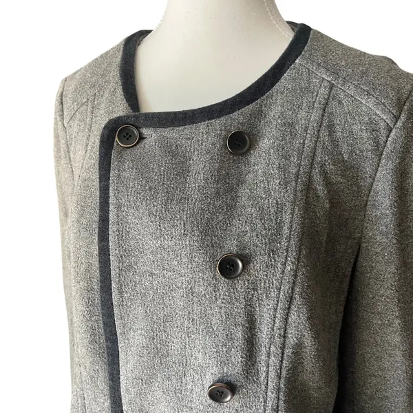 LOFT Gray Jacket Blazer‎ Womens Size L Button Up Career Casual Cadet Neutral - Image 2