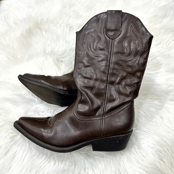 Rampage Wittney Faux Leather Cowgirl Boots Sz 7.5 - Image 4