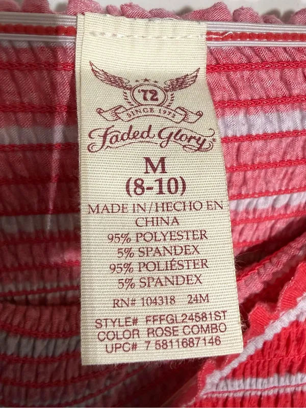 Faded Glory Orange Strapless Striped Maxi Dress Size Medium - Image 4