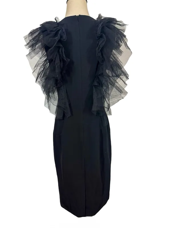 Jovani Sheath Dress with Layered Tulle Shoulders 43152 LBD - Image 7